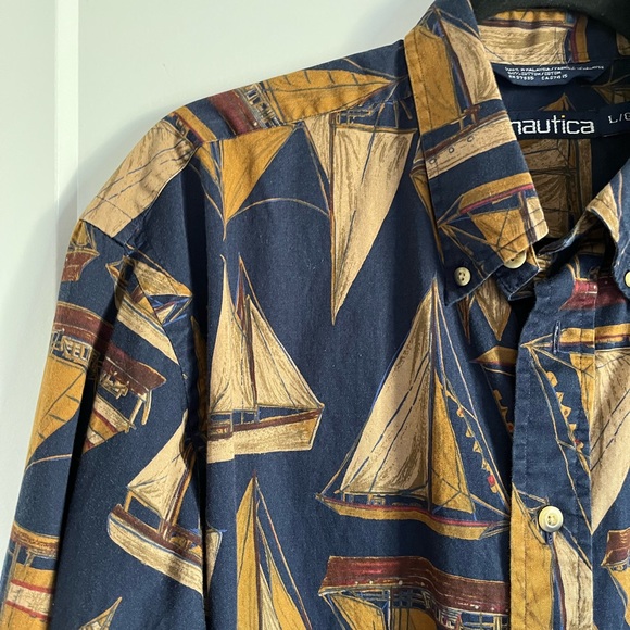 Vintage Sailboat Long Sleeve Button Down Shirt Large - Picture 3 of 12